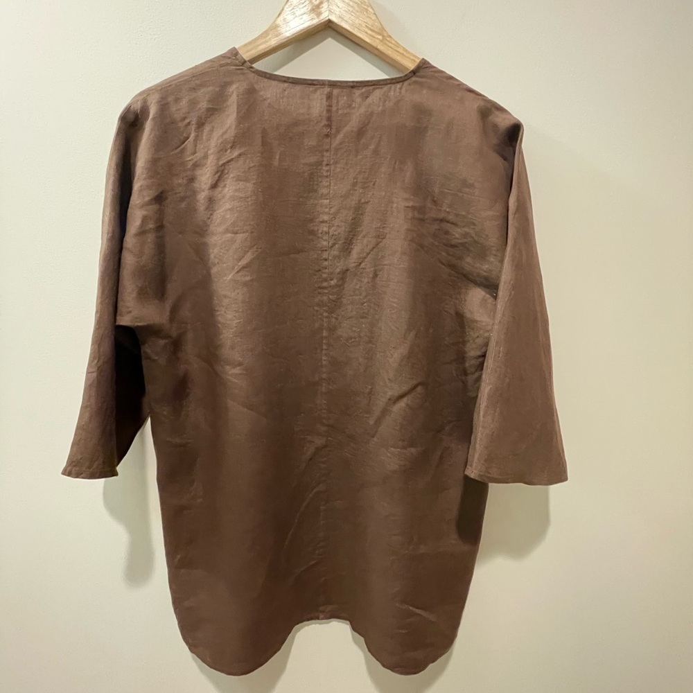 Eileen Fisher Chocolate V-Neck Top - Picture 8 of 10